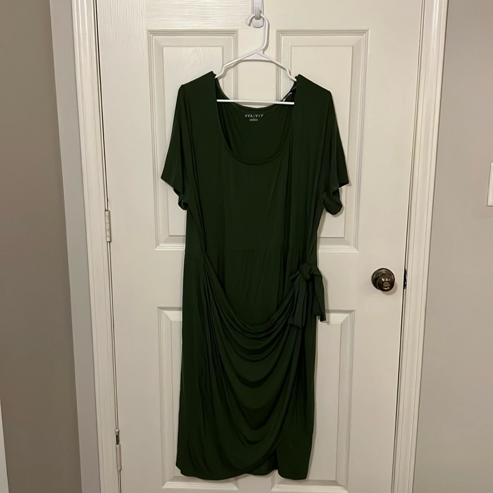 Green Midi Wrap Dress, 2X
